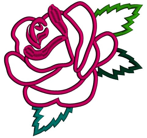 Red Rose Applique Machine Embroidery Design Digitized Pattern