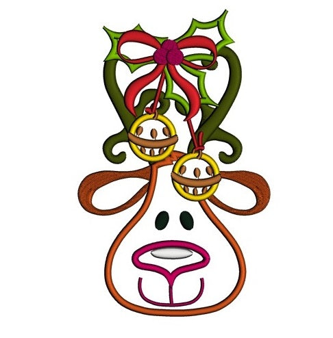 Reindeer Rudolph Red Nose Christmas Applique Embroidery Digitized Design Pattern