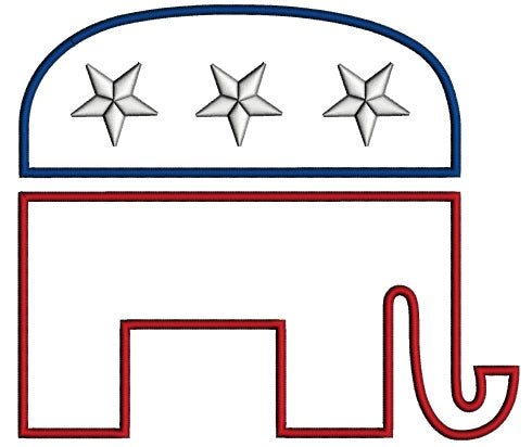 Republican Party Elephant Political Applique Machine Embroidery Design Digitized