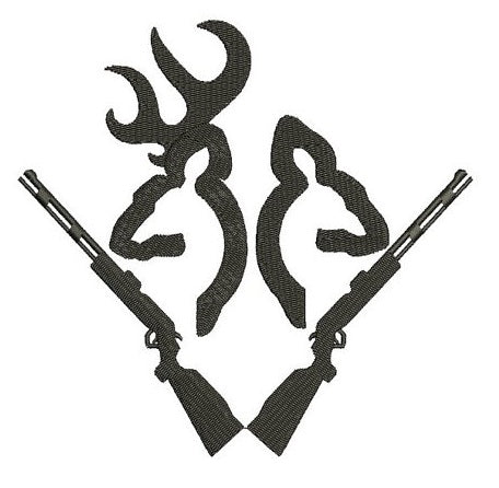 Rifle Buck and Doe Hunting Applique machine embroidery digitized design pattern - Instant Download -4x4 , 5x7, and 6x10 hoops