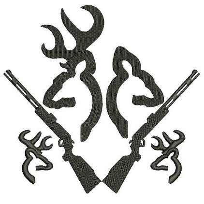 Rifle Buck and Doe with 2 boys Hunting Filled machine embroidery digitized design pattern - Instant Download -4x4 , 5x7, and 6x10 hoops