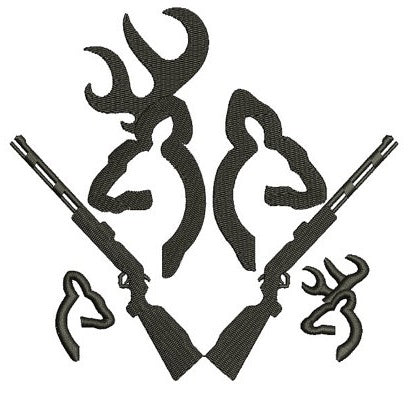 Rifle Buck and Doe with kids Hunting Filled machine embroidery digitized design pattern - Instant Download -4x4 , 5x7, and 6x10 hoops