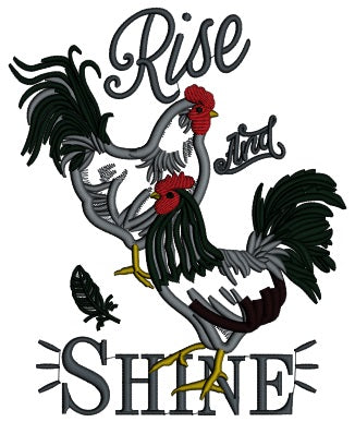 Rise And Shine Two Roosters Applique Machine Embroidery Design Digitized Pattern