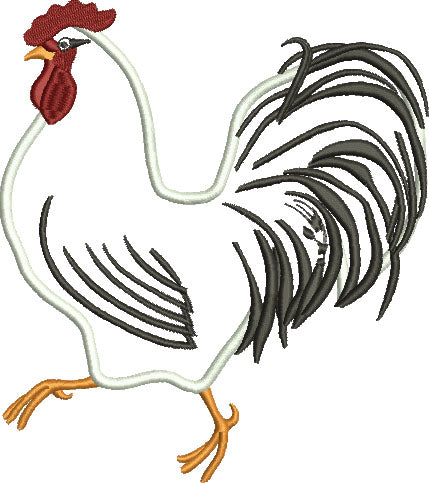 Rooster Applique Machine Embroidery Digitized Design Pattern