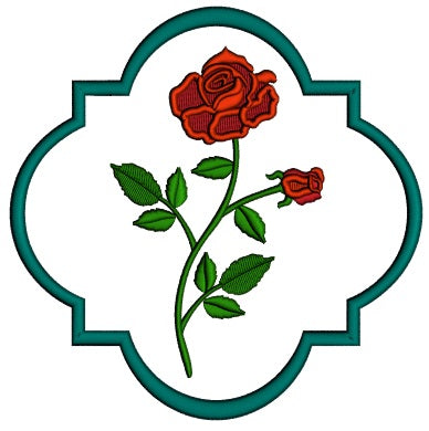 Rose Frame Valentine's Day Applique Machine Embroidery Design Digitized Pattern