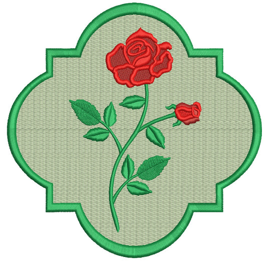 Rose Frame Valentine's Day Filled Machine Embroidery Design Digitized Pattern