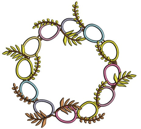 Rround Easter Egg Wreath Applique Machine Embroidery Design Digitized Pattern