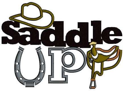 Saddle Up Horseshoe Applique Machine Embroidery Digitized Design Pattern - Instant Download - 4x4 , 5x7, 6x10