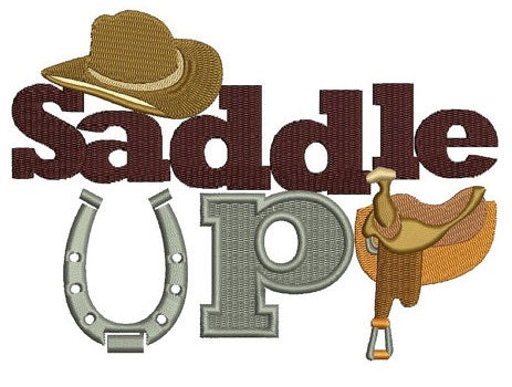 Saddle Up Horseshoe Filled Embroidery Digitized Design Pattern - Instant Download - 4x4 , 5x7, 6x10