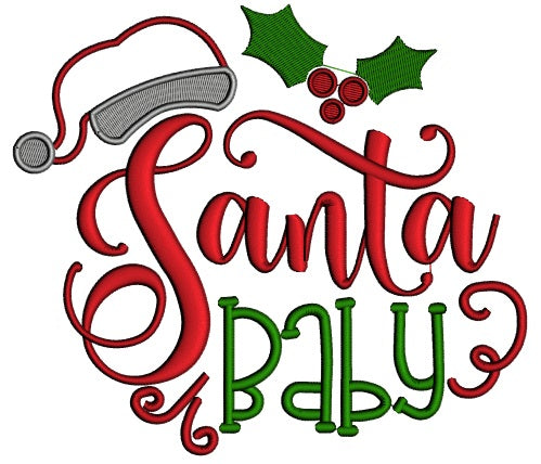 Santa Baby Christmas Applique Machine Embroidery Design Digitized Pattern