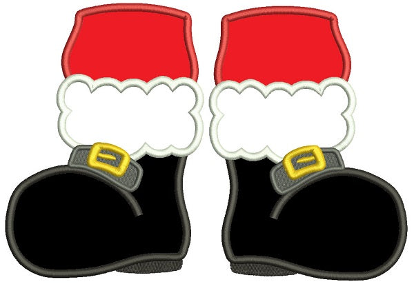 Santa Boots Christmas Applique Machine Embroidery Design Digitized Pattern