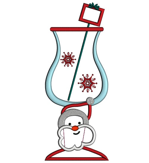 Santa Christmas Drink Applique Machine Embroidery Digitized Design Pattern