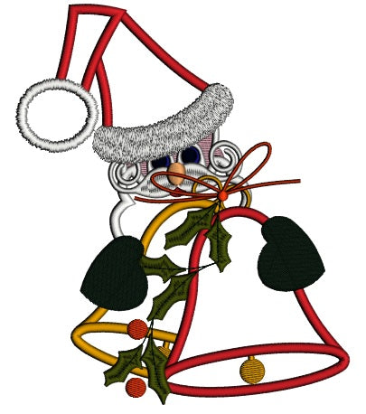 Santa With Jingle Bells Christmas Applique Machine Embroidery Design Digitized Pattern