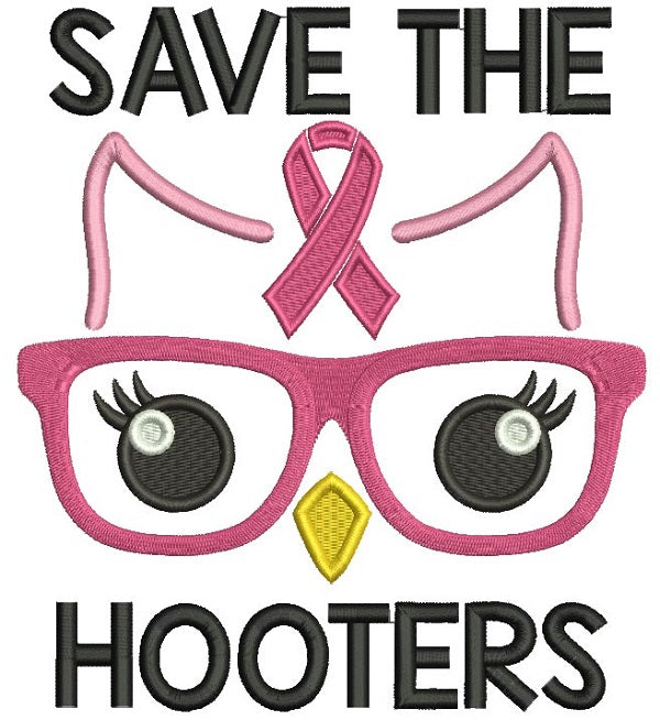 Save The Hooters Breast Cancer Awareness Filled Machine Embroidery Design Digitized Pattern