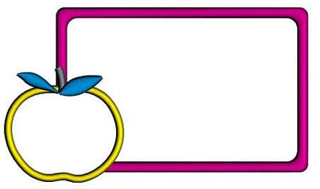 School Board with Apple Applique Machine Embroidery Digitized Design Pattern -Instant Download- 4x4,5x7,6x10