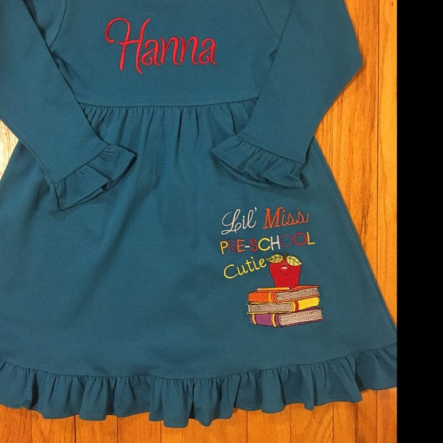 School Books with apple teacher Machine Embroidery Filled Digitized Design Pattern -Instant Download- 4x4,5x7,6x10