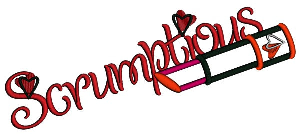 Scrumptious Lipstick Applique Machine Embroidery Design Digitized Pattern