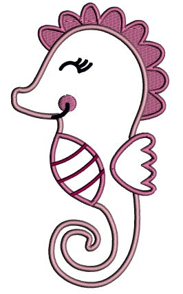 Sea Horse Smiling Applique Machine Embroidery Design Digitized Pattern