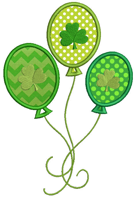 Shamrock Balloons Irish St Patrick's Day Applique Machine Embroidery Design Digitized Pattern