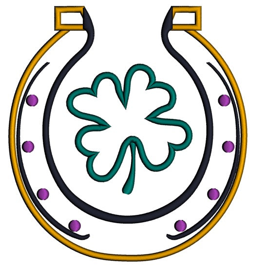 Shamrock Horseshoe Applique Machine Embroidery Digitized Design Pattern