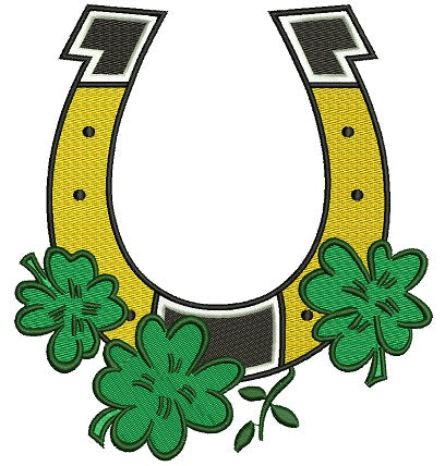 Shamrock Horseshoe Itish St Patricks Day Filled Machine Embroidery Digitized Design Pattern