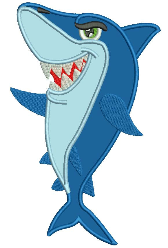 Shark Applique Machine Embroidery Digitized Design Pattern