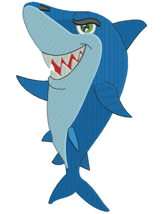 Shark Filled Machine Embroidery Digitized Design Pattern