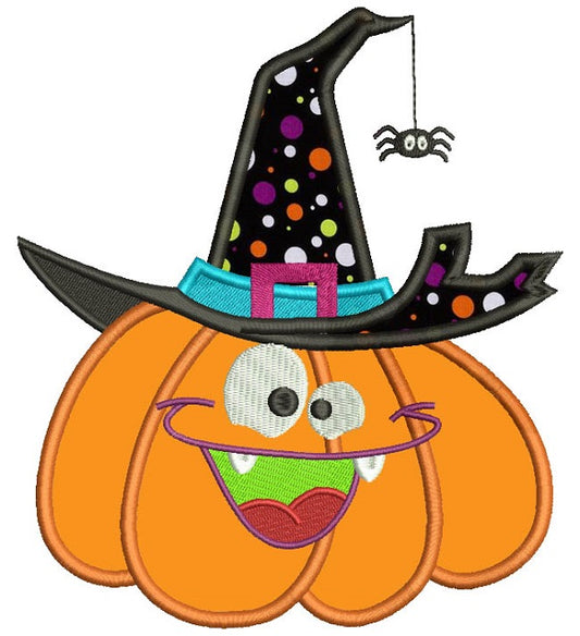 Silly Pumpkin Halloween Applique Machine Embroidery Design Digitized Pattern
