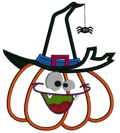 Silly Pumpkin Halloween Applique Machine Embroidery Design Digitized Pattern