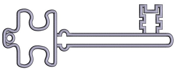 Silver Key Applique Machine Embroidery Design Digitized Pattern