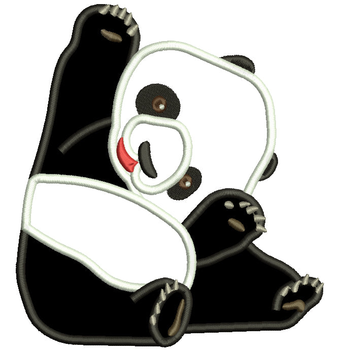 Sitting Baby Panda Applique Machine Embroidery Design Digitized Pattern