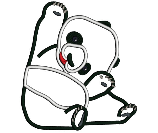 Sitting Baby Panda Applique Machine Embroidery Design Digitized Pattern