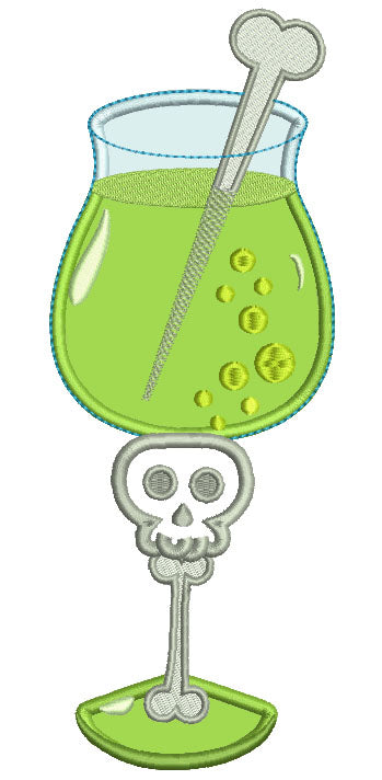 Skull Halloween Drink Applique Machine Embroidery Digitized Design Pattern