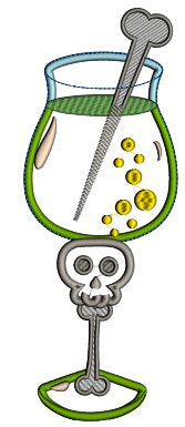 Skull Halloween Drink Applique Machine Embroidery Digitized Design Pattern