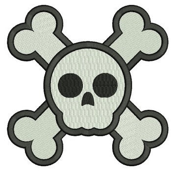 Skull and Bones Digitized Machine Embroidery Design Filled Pattern - Instant Download - 4x4 , 5x7, 6x10