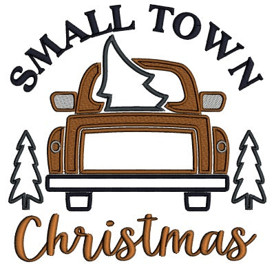 Small Town Christmas Car Applique Machine Embroidery Design Digitized Pattern