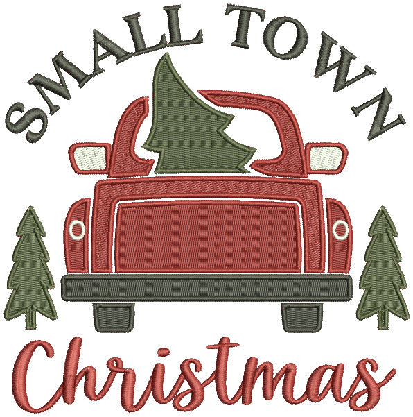 Small Town Christmas Car Filled Machine Embroidery Design Digitized Pattern