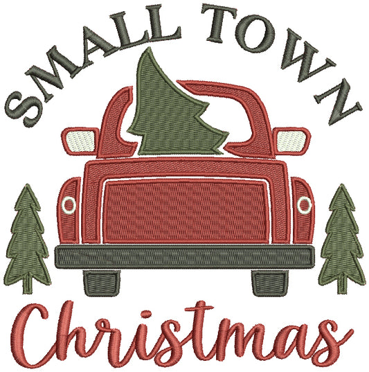 Small Town Christmas Car Filled Machine Embroidery Design Digitized Pattern