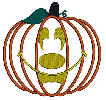 Smiling Pumpkin Halloween Applique Machine Embroidery Digitized Pattern - Instant Download - 4x4 , 5x7, 6x10