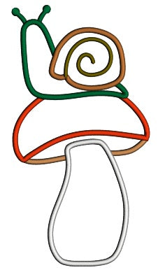 Snail Sitting On The Mushroom Applique Machine Embroidery Design Digitized Pattern