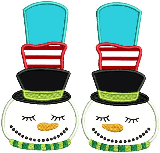 Snowman Slippers Christmas Applique Machine Embroidery Design Digitized Pattern