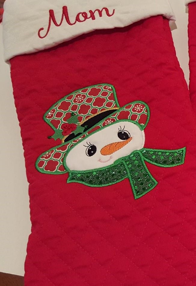 Snowman With Big Hat Christmas Applique Machine Embroidery Digitized Design Pattern