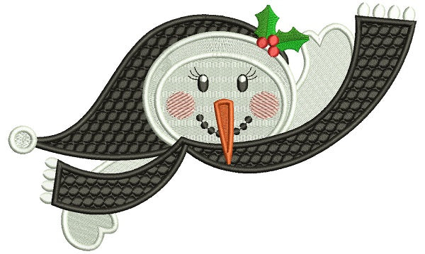 Snowman With a Big Scarf Filled Christmas Machine Embroidery Design Digitized Pattern