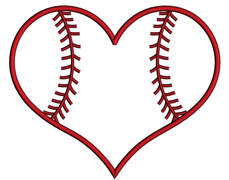 Softball Heart Sports Applique Machine Embroidery Design Digitized Pattern