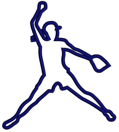Softball Player Swinging Ball Sports Applique Machine Embroidery Design Digitized Pattern