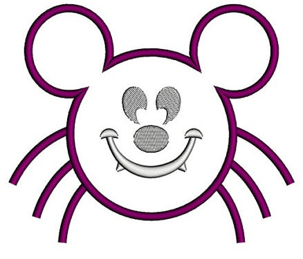 Spider MIkey Ears Halloween Applique Machine Embroidery Digitized Design Pattern - Instant Download - 4x4 , 5x7, 6x10