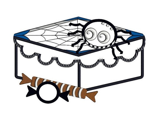 Spider On a Brownie Halloween Applique Machine Embroidery Design Digitized Pattern