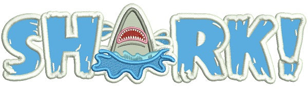 Splashing Shark Applique Machine Embroidery Design Digitized