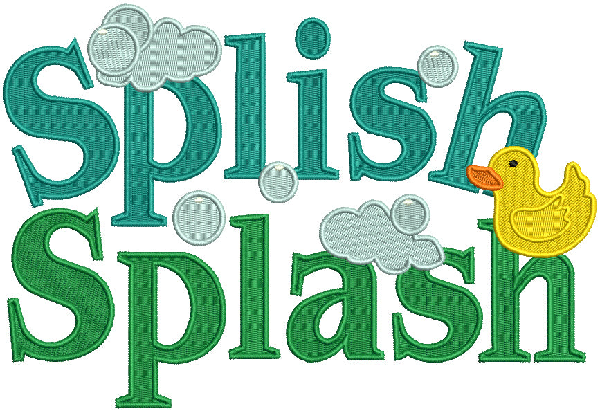 Splish Splash Filled Machine Embroidery Design Digitized Pattern