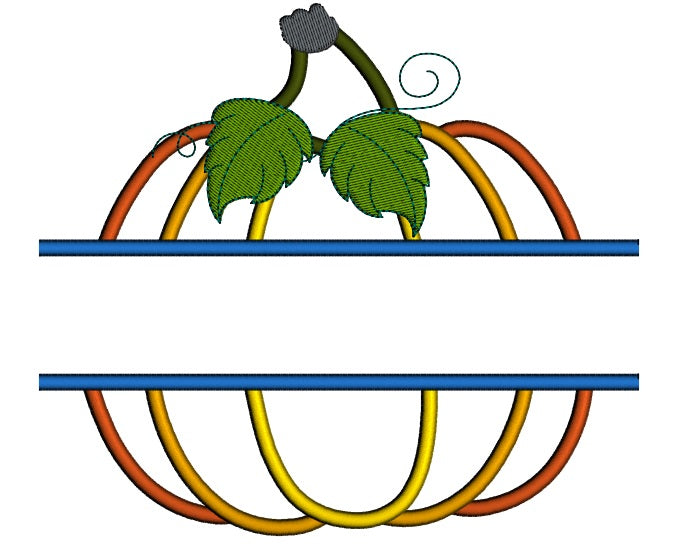Split Pumpkin Halloween or Thanksgiving Applique Machine Embroidery Design Digitized Pattern